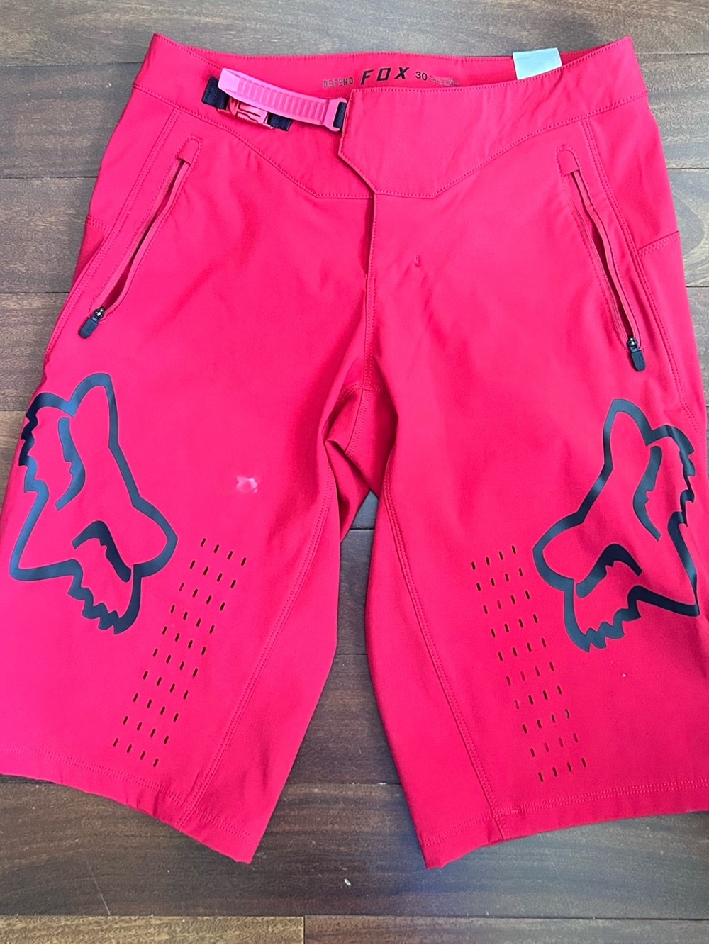 Fox Defend Bright Red Mountain Bike Shorts with Black Logos